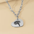 Birth Flower Paperclip Heart Necklace