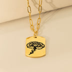 Birth Flower Paperclip Tag Necklace