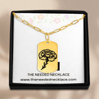 Birth Flower Paperclip Tag Necklace