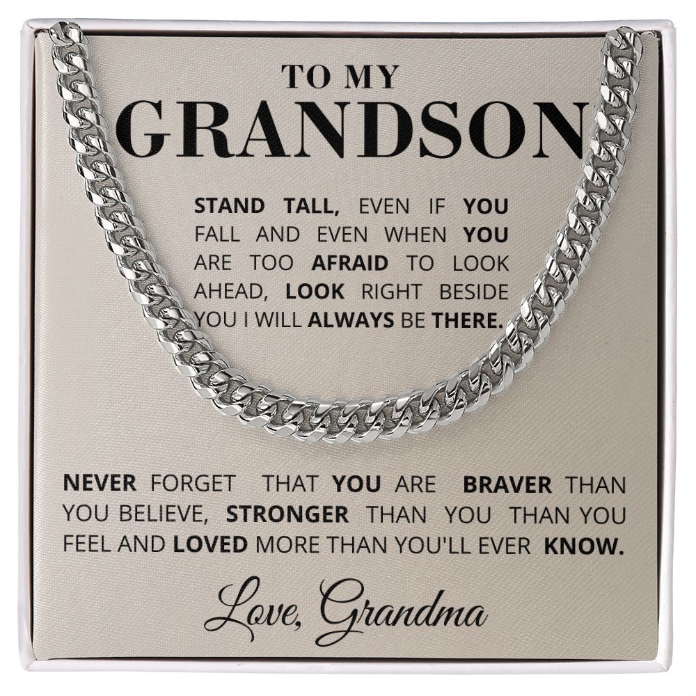To My Grandson - Never Forget - Cuban Chain