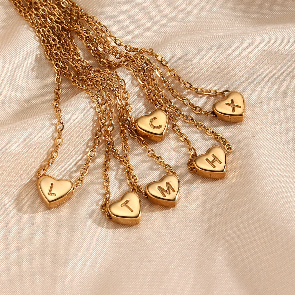 Initial Heart Necklace Jewelry